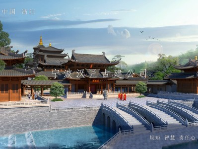 东莞寺院重建规划设计方案鸟瞰图—积福禅寺